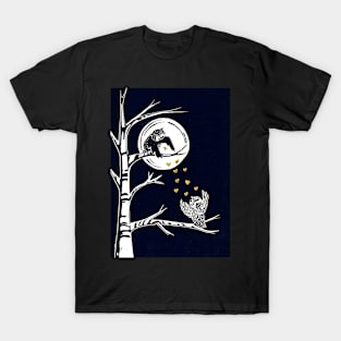 Hugs from Afar Owls Linocut T-Shirt